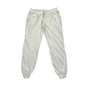 Honey Punch - Distressed Sweatpant Joggers in Off White